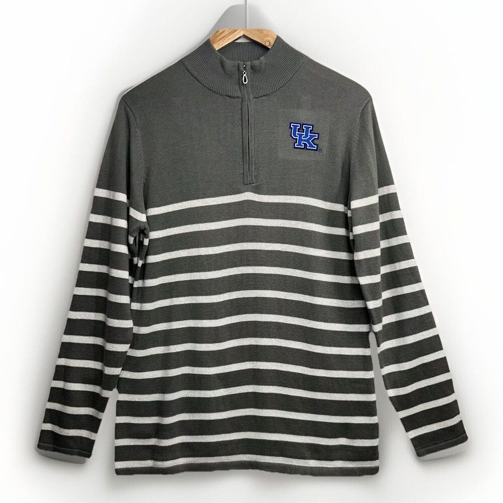 University Of Kentucky Sweater Womens Med 1/4 Zip Gray Pullover Game Day Couture